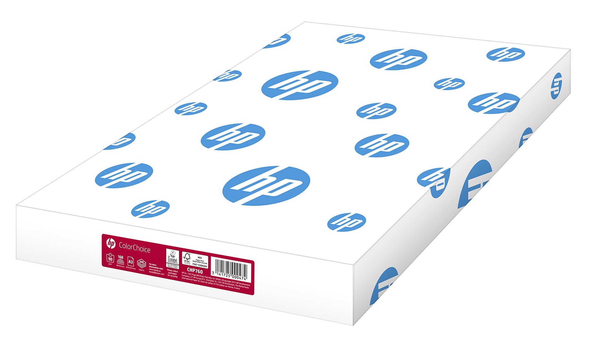 Hewlett-Packard Color-Choice CHewlett-Packard 760 - 90g, DIN-A3, balts, īpaši gluds, 500 loksnes, spilgtām krāsām