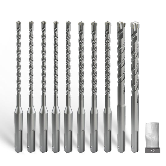 SDS Plus urbju komplekts CSOOM, 5, 5, 6, 6, 6, 8, 8, 8, 10, 12 x 160 mm, profesionāli betona urbji akmenim, betonam, dabiskajam akmenim un ķieģeļu mūrim