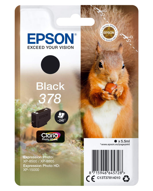Epson Claria Photo HD 378 Black Ink - High-quality photo printing, vibrant colors, and long-lasting results.
