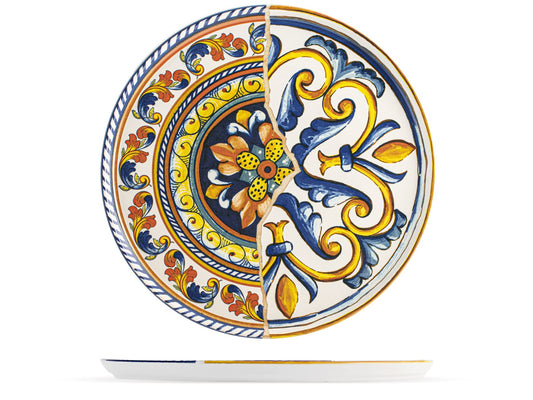 H+H Positano Pizza Plate Set - 6 colorful stoneware plates, 33 cm, perfect for serving pizza and appetizers.