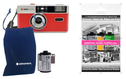 KODAK RODZL3X440 fotopapīrs 89 x 108mm 40 gab. izturīgs, 40 iepakojums  
11. AgfaPhoto analoge 35mm Kleinbildfilm Foto Kamera rot + Schwarz/Weiß Bilder Film + Batterie +KOMPLETTENTWICKLUNG Film + BILDER