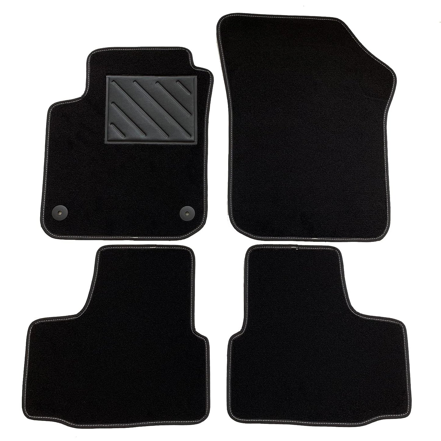 Grīdas paklāji Seat MII 2011, precīzi pielāgoti, pastiprināta gumijas papēža spilventiņš un stiprinājuma pogas, melns