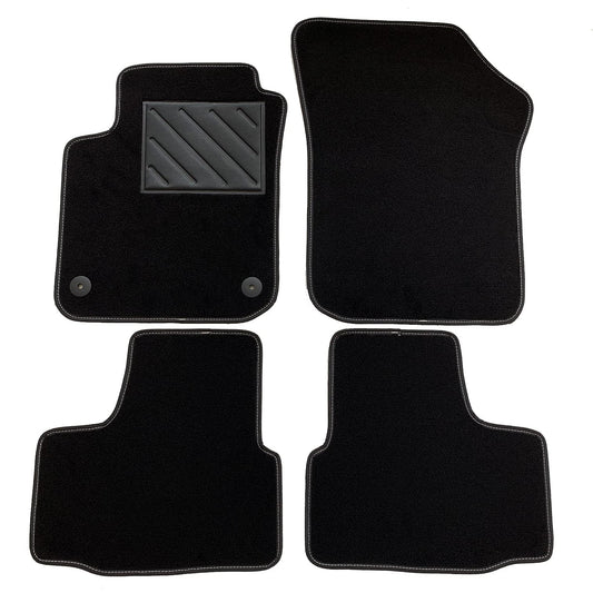 Grīdas paklāji Seat MII 2011, precīzi pielāgoti, pastiprināta gumijas papēža spilventiņš un stiprinājuma pogas, melns