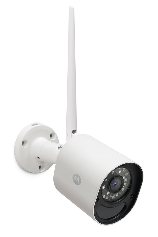 Motorola Lifestyle FOCUS 72 Outdoor | Uzraudzības kamera ar sienas montāžu | Tuvināšana, infrasarkanais nakts redzamības režīms un kustību sensors, LAN, WLAN un lietotnes atbalsts | Balta