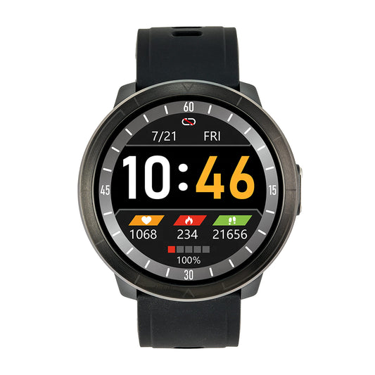 WATCHMARK viedpulkstenis - Kardiowatch WM18 Plus, melns, ar sirdsdarbības monitoru un sporta funkcijām.