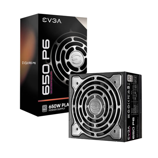EVGA Supernova 650 P6 - 80 Plus Platinum, fully modular, Eco mode, FDB fan, 10-year warranty, compact 140mm size.