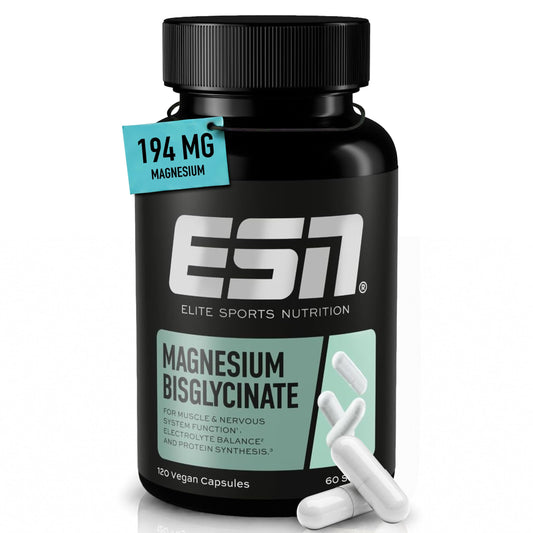 ESN magnija bisglicināta kapsulas ar 194 mg magnija dienas devā