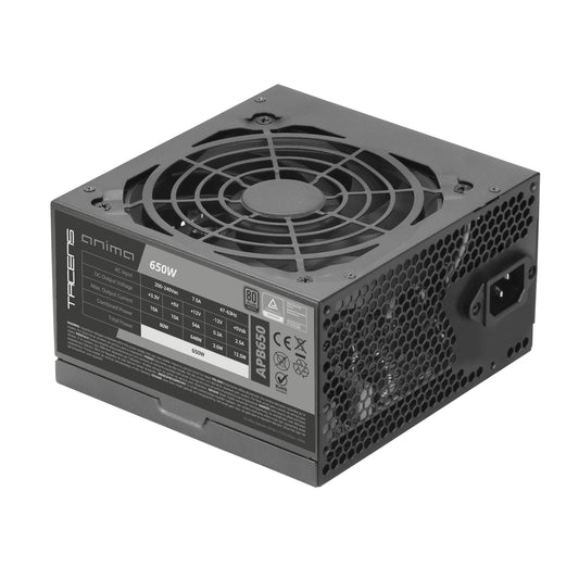 Tacens Anima APB650 - 650W ATX power supply, 80Plus Bronze, 85% efficiency, quiet 12cm fan, flat cables, all black.