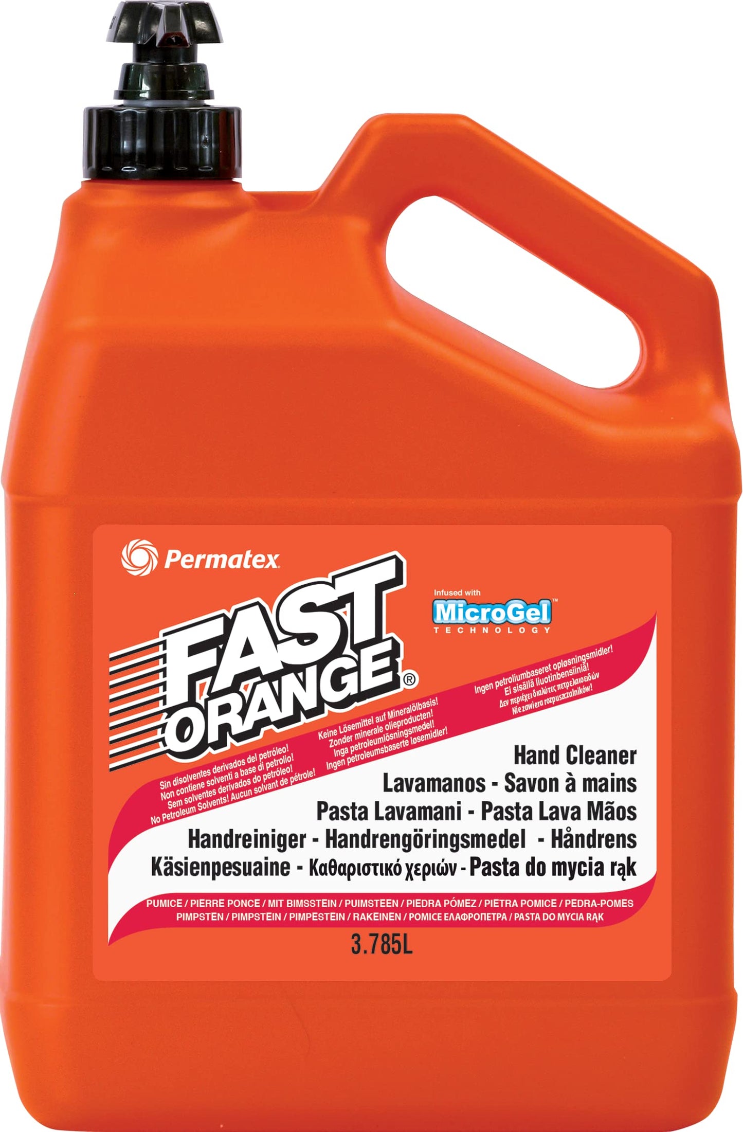 Permatex Fast Orange roku tīrītājs, citrusaugļu aromāts, bez naftas šķīdinātājiem, ar smalku pumeku stipriem netīrumiem, ideāli piemērots darbnīcai, rūpniecībai un mājsaimniecībai, 3.78 L, daudzkrāsains