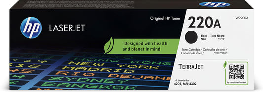 HP 220A Black Original LaserJet Toner Cartridge - High-quality print, reliable performance, compatible with HP printers.