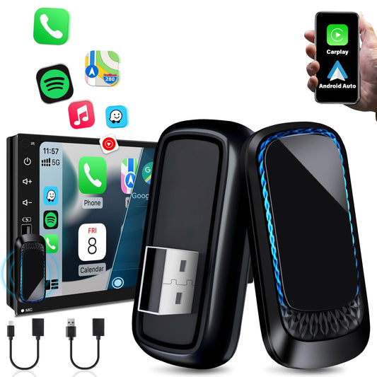 5. Vtopek Carplay bezvadu adapteris 2-in-1 Apple Carplay bezvadu adapteris Android Auto bezvadu adapteris, pārvērš ražotāja vadu CarPlay par bezvadu, saderīgs ar iOS 10+/Android 11+ telefoniem