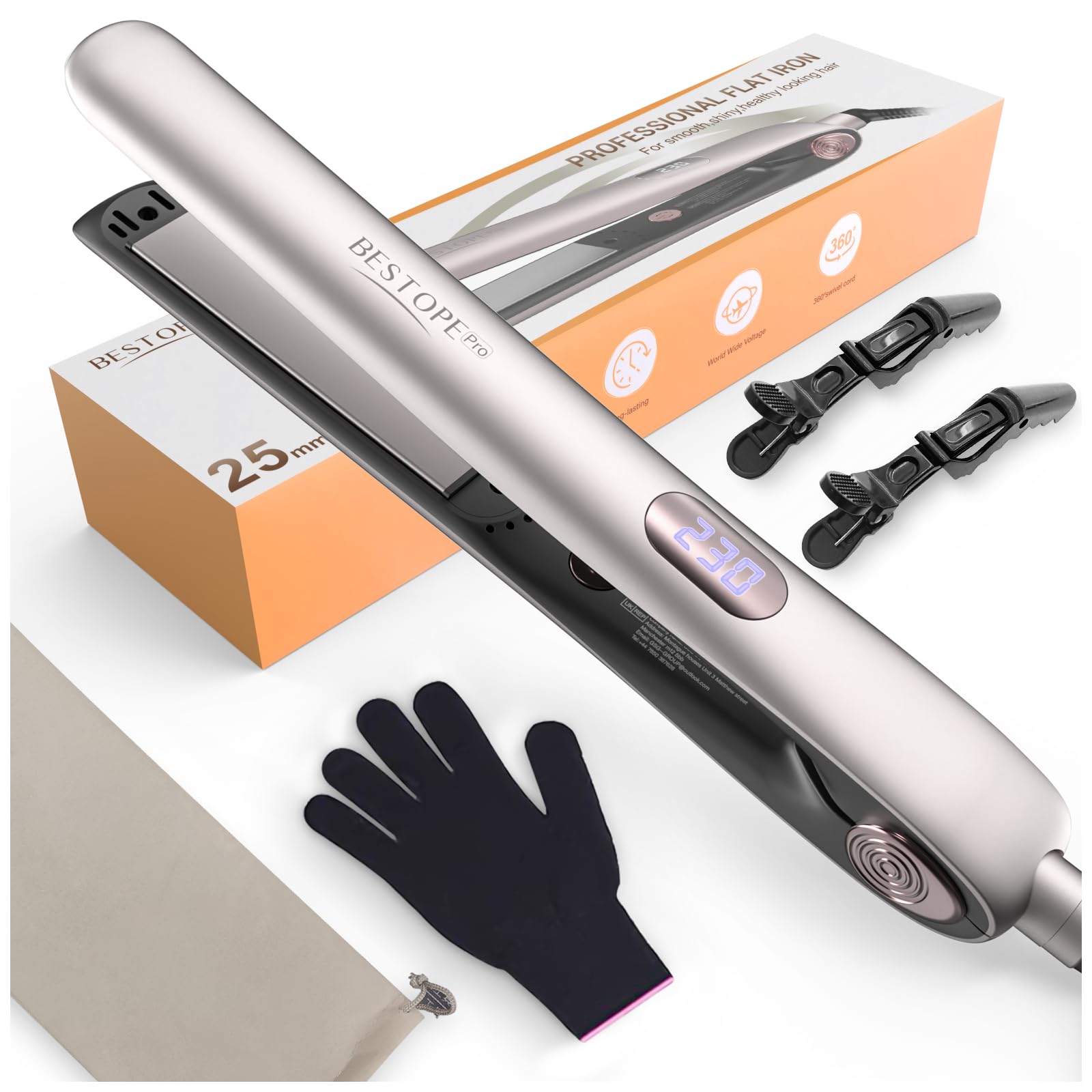 BESTOPE PRO 2 In 1 Gludeklis Cirtas un Gludināšana, 15S Ātra Siltuma, Jonu Keramiskie Matu Gludekļi, Frizūras Samazināšana, 3D Peldēšanas Paneļa Novēršana Matu Vilkšanai, LCD Displejs, 120-230°C