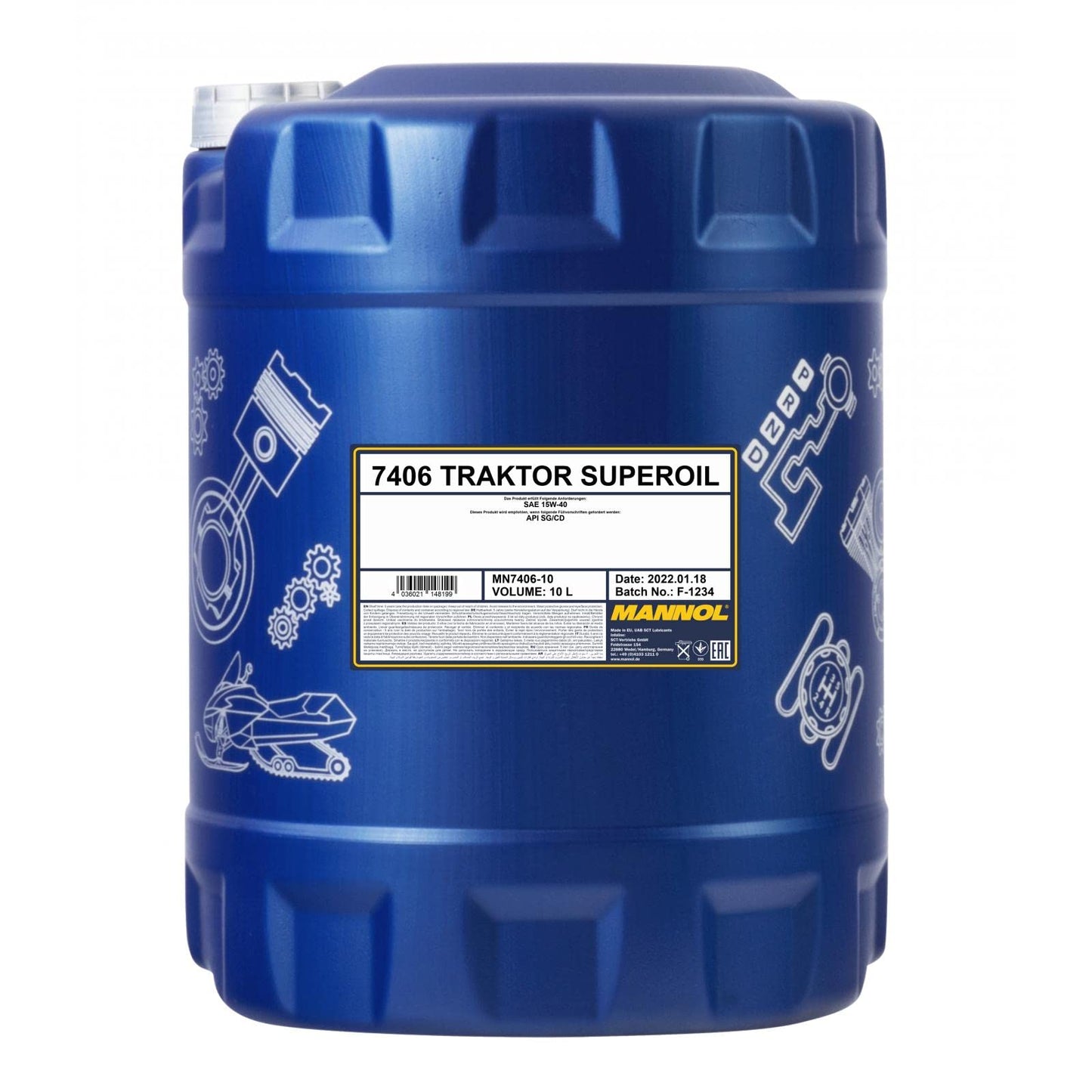 Motoreļļa MANNOL 7406 Traktor Superoil 15W-40 dīzeļdzinējiem, minerāla, 10L