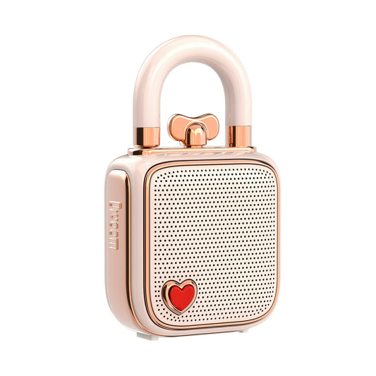 divoom Love-Lock Bluetooth skaļrunis, mazs pārnēsājams mūzikas kaste, bezvadu stereo pārošana retro skaļrunis, jauka galda dekors, meitenēm, rozā