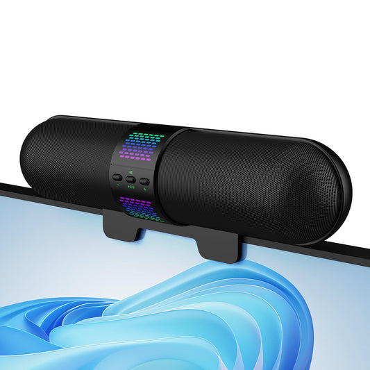 Datora skaļruņi BESTISAN ar Bluetooth un Type-C USB, USB darbināmi monitora skaļruņi ar stiprinājumu, spēļu skaļruņi datoram, galddatoram un klēpjdatoram, LED apgaismojums