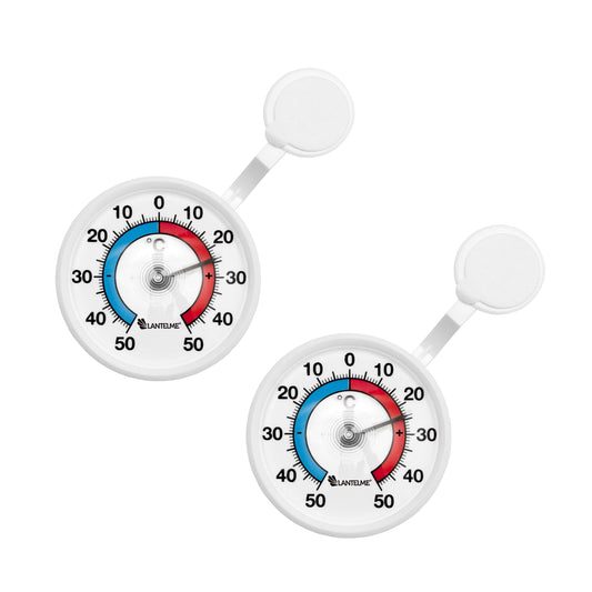 Loga termometrs Lantelme, 2 gab., pašlīmējošs āra termometrs loga stiklam vai rāmim, analogs bimetāla termometrs, -50 līdz +50 °C, balts