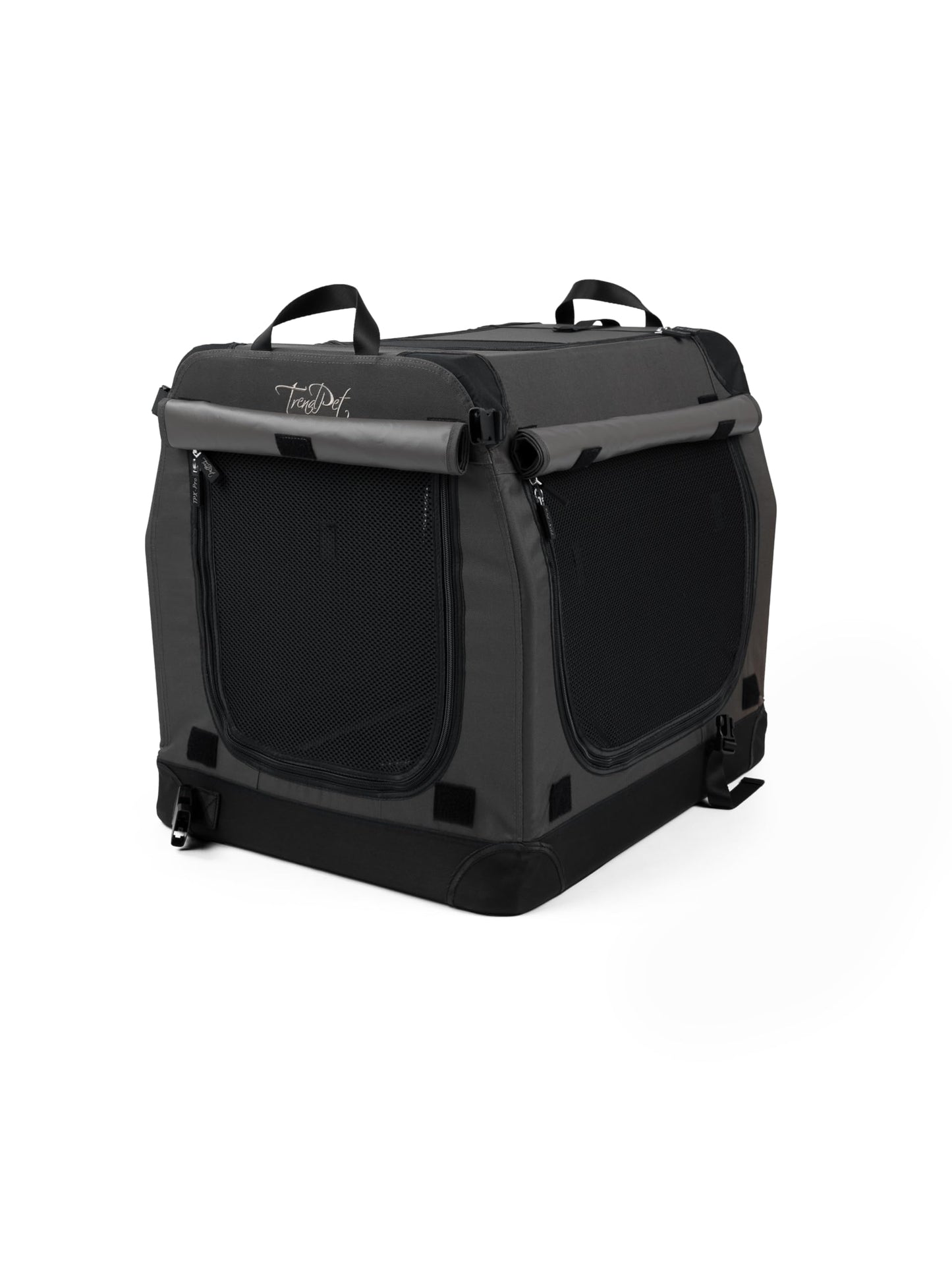 TrendPet TPX-Pro – viegla, salokāma suņu kaste ar alumīnija rāmi (pelēka, L 60 x B 45 x H 50 cm)