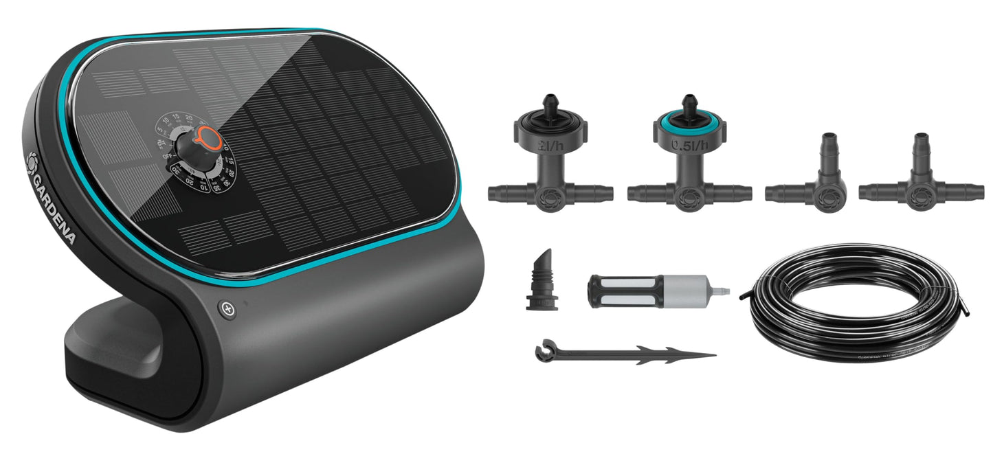 Gardena AquaBloom L Set autonoma laistīšanas sistēma balkonam, terasei un paaugstinātām dobēm, bez ūdens vai elektrības pieslēguma, vienkārša uzstādīšana, līdz 30 augiem (13330-20)