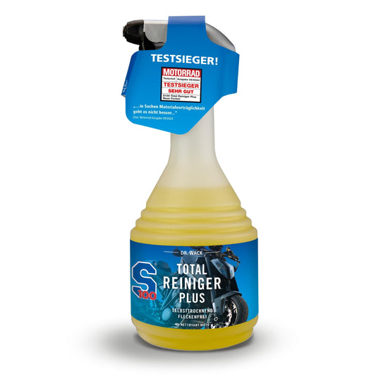 Motociklu tīrīšanas līdzeklis Dr. Wack S100 Total Reiniger Plus 750 ml ar gēla formulu - maiga netīrumu tīrīšana - augsta iedarbība un tīrīšanas spēks - kvalitatīva motociklu kopšana