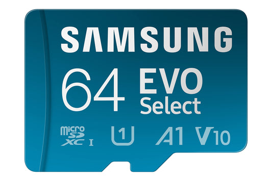 Samsung EVO Select (2021) microSD karte + SD adapteris, 64 GB, atmiņas karte viedtālrunim un tabletēm, UHS-I U1, Full HD, 130 MB/s lasīšana, MB-ME64KA/EU