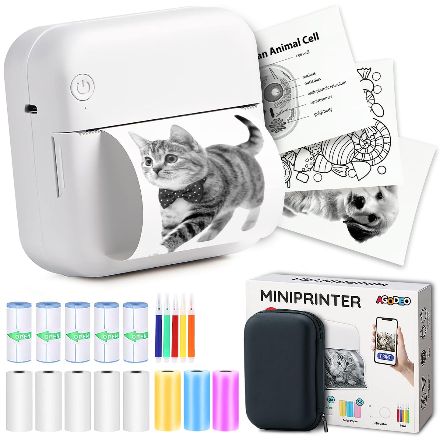 Mini printeris AgoDeo viedtālrunim - 300 DPI HD kvalitāte - Instant PrintPod