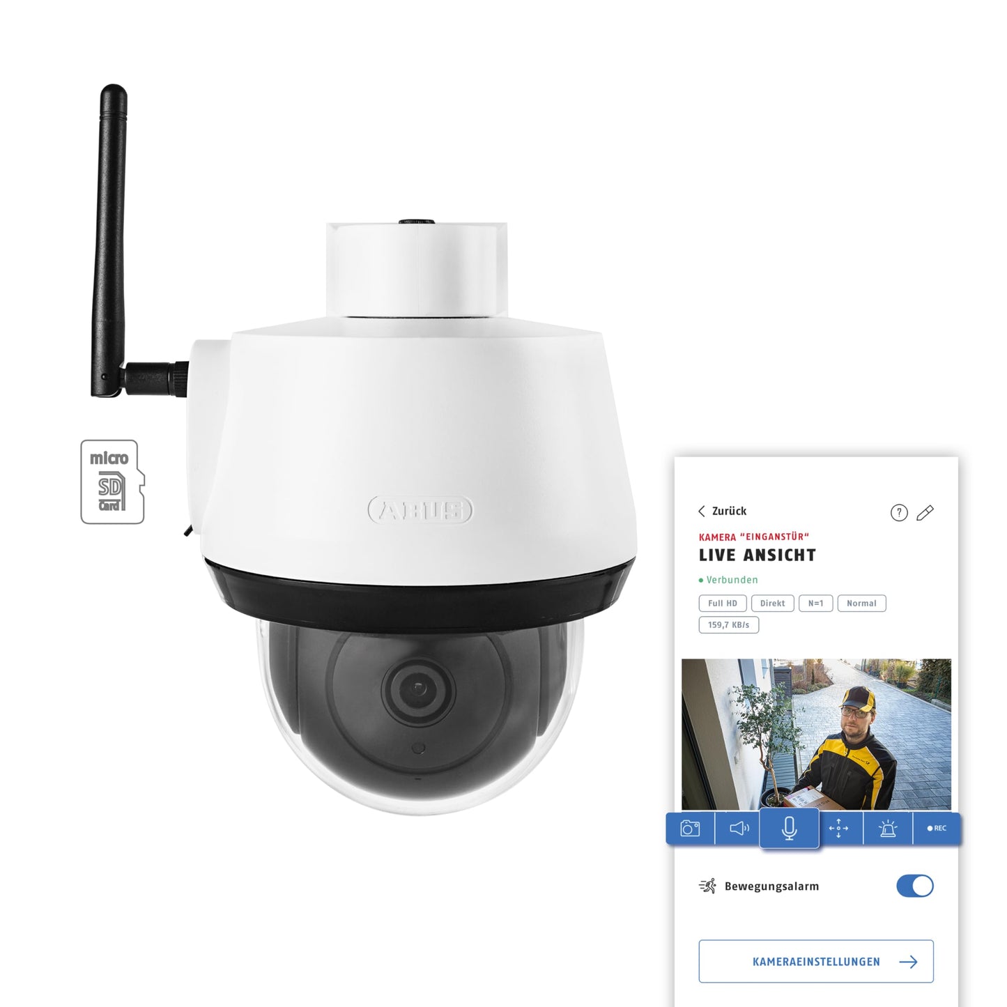 ABUS SmartLook Grozīšana un Noliecšana – Uzraudzības kamera ar kustību noteikšanu, objektu noteikšanu, 4K ierakstu, push paziņojumiem, nakts redzamību, divvirzienu audio, atmiņas karti, maskēšanu un lietotni
