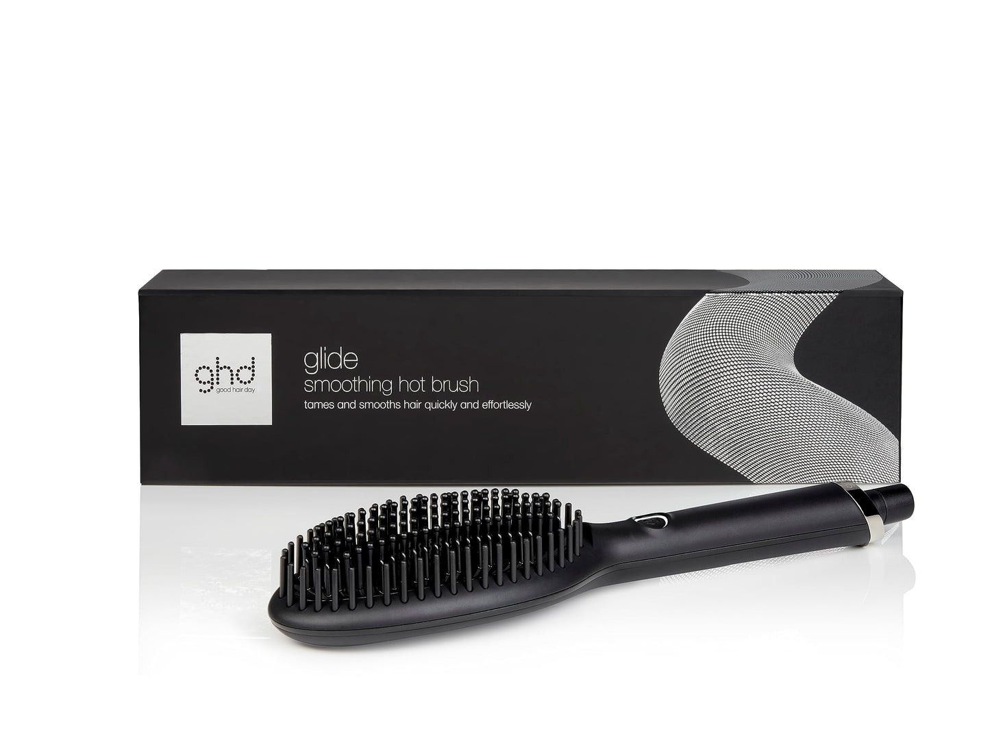 ghd Glide Smoothing Hot Brush melnā krāsā – gludai, spīdīgai un bez frizūras rezultātiem – visiem matu tipiem (Lielbritānijas kontaktdakša)