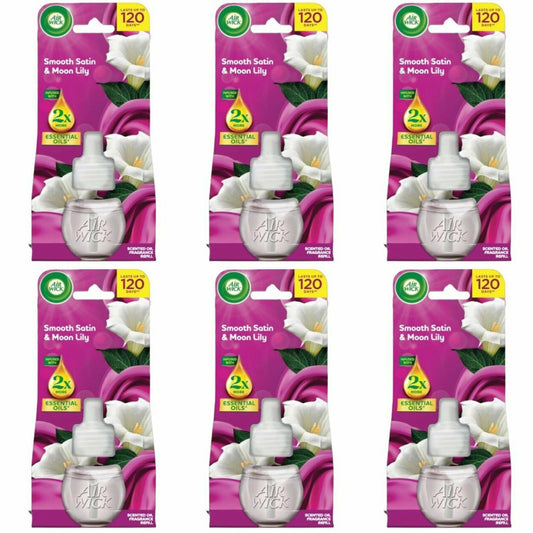 Elektriskā gaisa atsvaidzinātāja uzpildes kasetne Air Wick Seide & Lilienfrische, Velvet Satin un Night Lily, 6 x 19ml