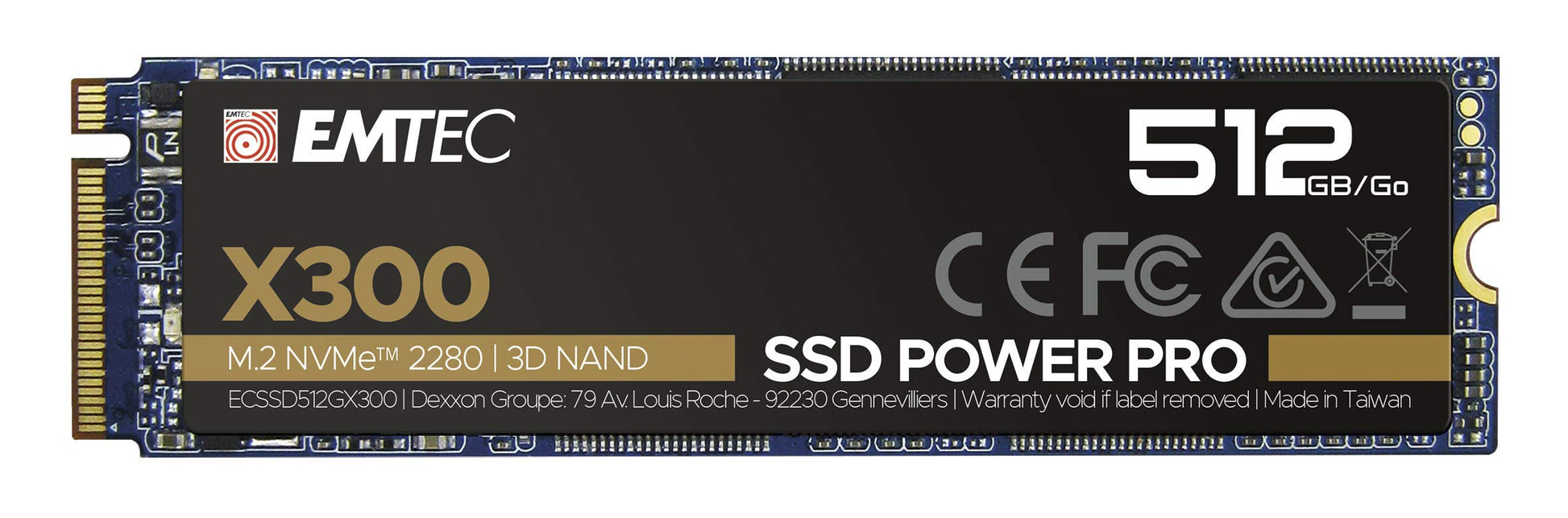 Emtec X300 M.2 SSD Power Pro 512 GB - M.2 2280, NVMe PCIe Gen 3.0 x4, high-speed storage solution.