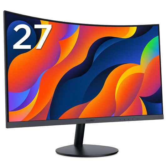 KOORUI izliekts monitors - 27 collu FHD, 1800R izliekums, VA panelis, 75Hz, VGA, HDMI, acu aizsardzība, melns 27N5C
