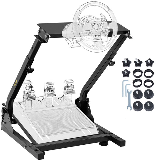VEVOR stūres statīvs sacīkšu simulatoram, saderīgs ar G29/G920/G27, Thrustmaster T300RS/TX, Fanatec, regulējams augstumā no 62 līdz 80cm, salokāms, stabils, ar gumijas kājiņām