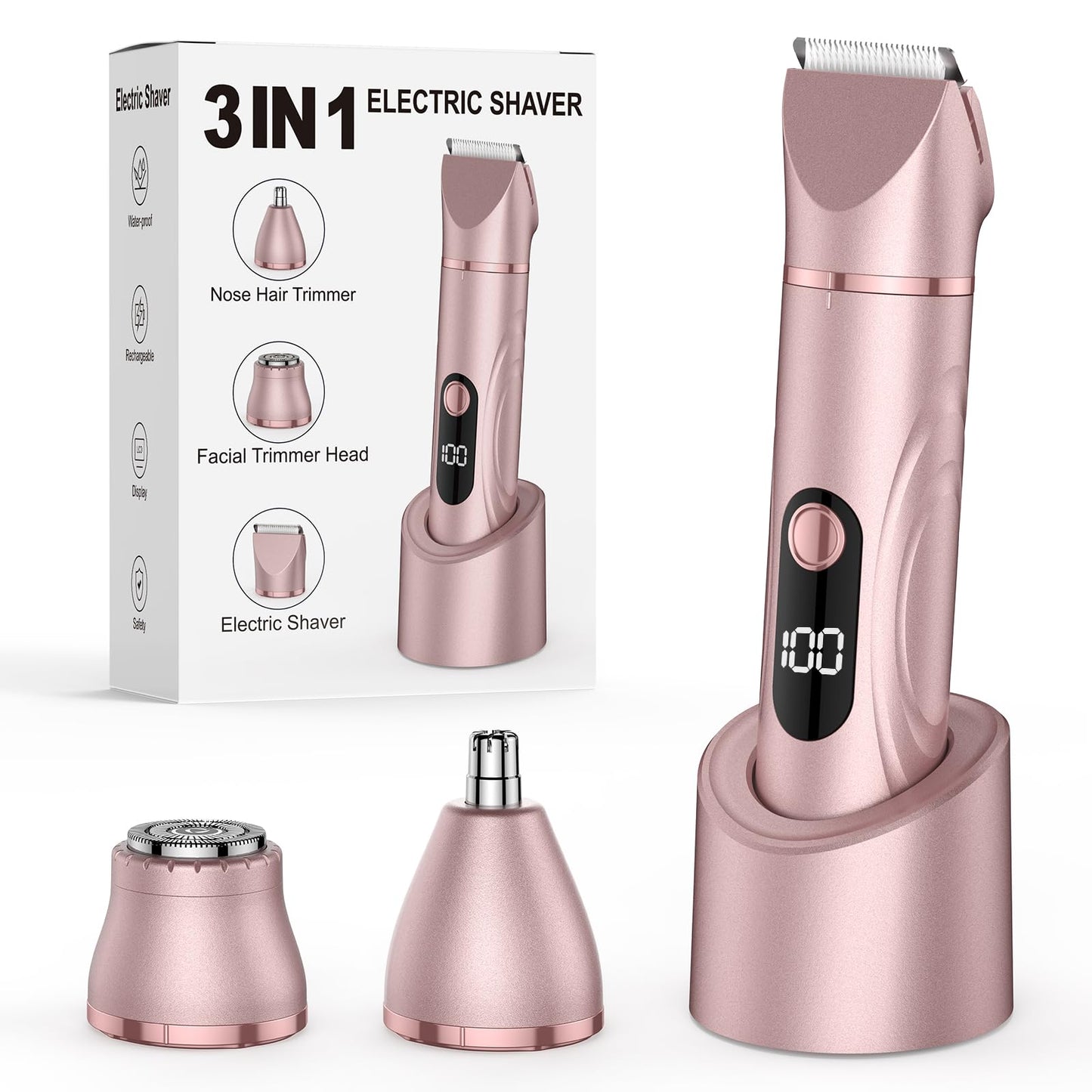 Acu trimmeris 2 in 1 USB rategist sievietēm un sejas apmatojuma noņemšanai ar LED gaismu