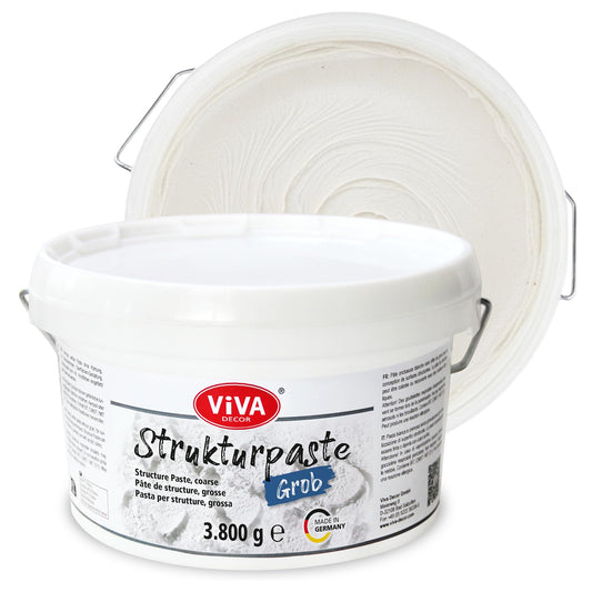 Modelēšanas pasta Viva Decor Strukturpaste grob 3,8 kg - balta, struktūrpasta audeklam, tekstūras pasta akrila glezniecībai, rupja špaktelmasa, modelēšanas pasta