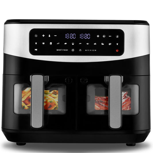 Venga! Dubultā karstā gaisa fritieris - 2x 4,5 L, 9 programmas, Match Cook & Smart Finish, 2600 W, melns/sudrabs, VG AFT 3008