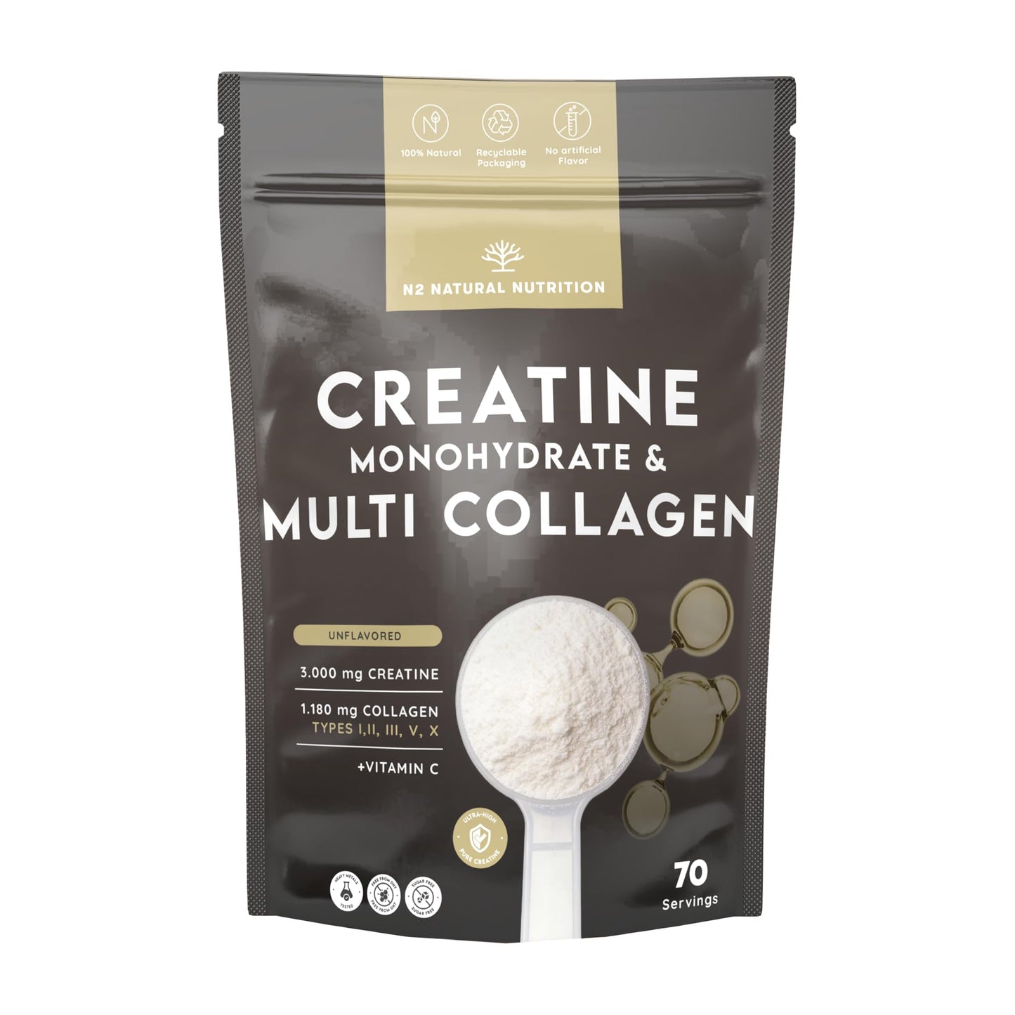 Kreatīna pulveris Creapure IronMaxx, 30 x 3.4g standziņas, neitrāla garša, 3 g kreatīna porcijā, bez cukura un piedevām