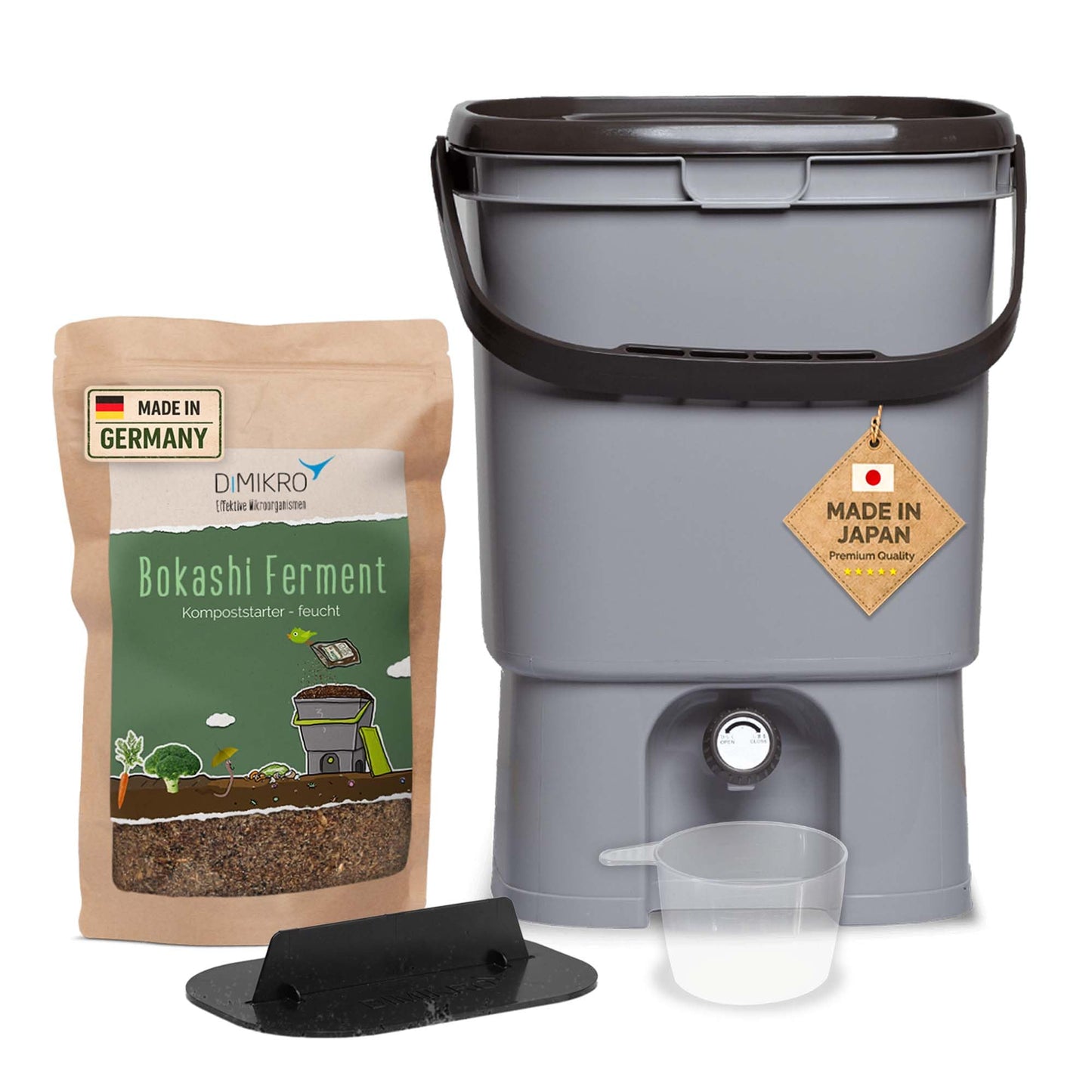 Bokashi spainis starterkomplekts pelēks - Bokashi Ferment & Bokashi brošūra