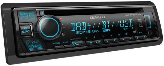 Kenwood KDC-BT560DAB CD auto radio ar DAB+ un Bluetooth brīvroku sistēmu, USB, AUX-In, 1 x Pre-Out 2.5V, skaņas procesors, 4x50 W, maināms apgaismojums, DAB+ antena, melns