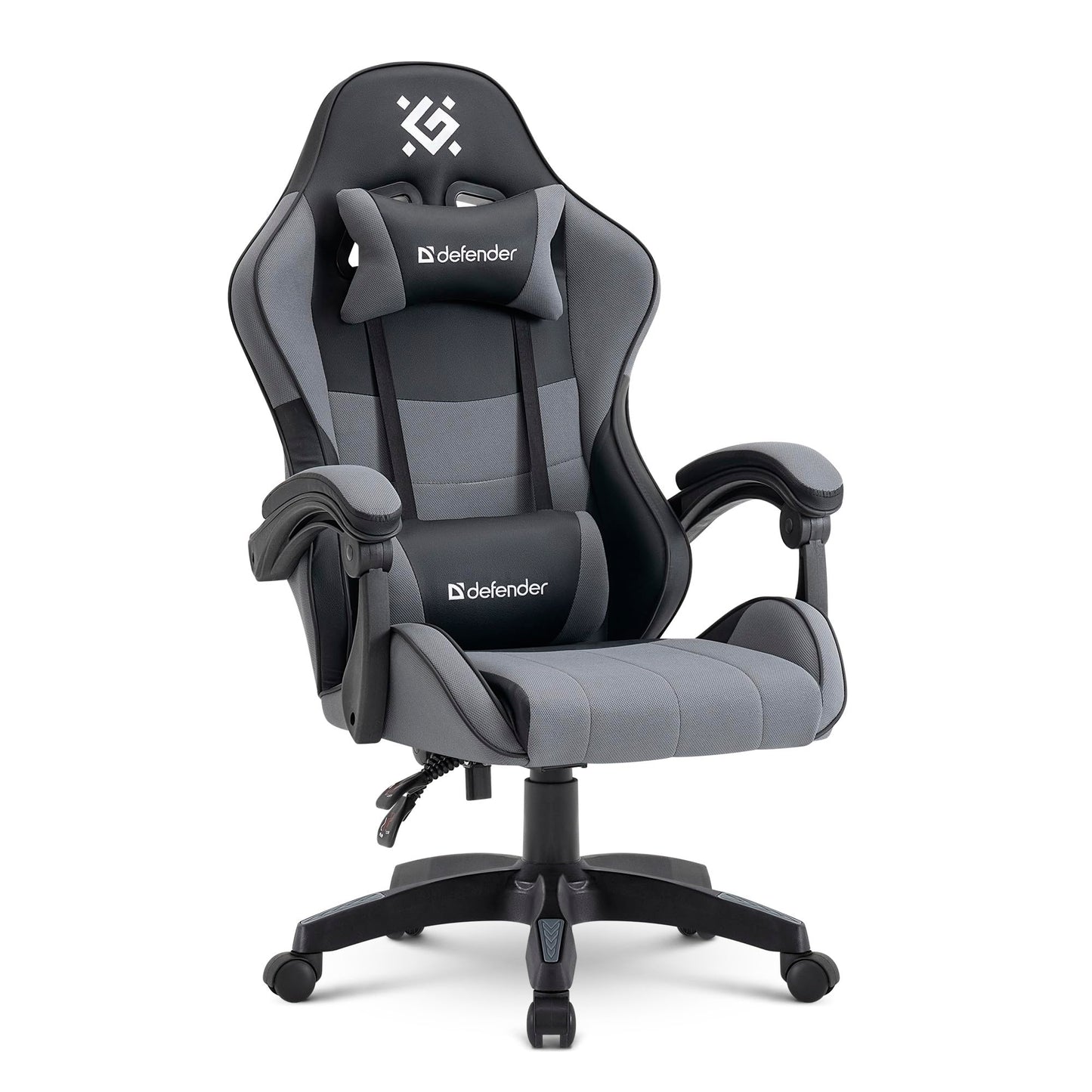 Defender Strider gaming krēsls, ergonomisks gamer krēsls, Mesh un mākslīgā āda, 135° atzveltne, elpojošs, līdz 120 kg, melns pelēks