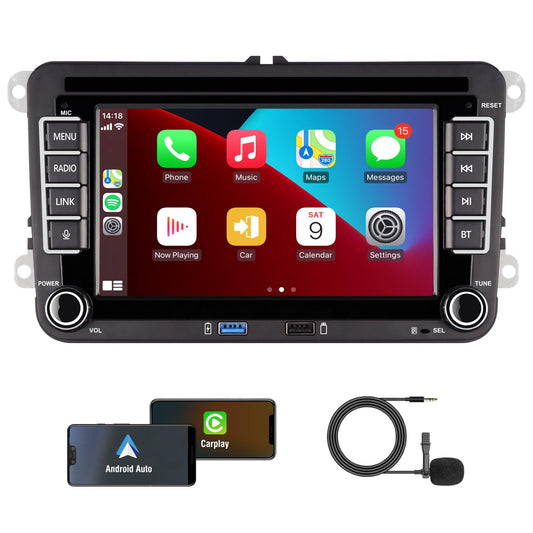 KTTCORLP Linux auto radio ar ekrānu Golf 5 6 VW Polo 6R T5 Passat Touran Seat ar navigāciju, FM/AM, WLAN, Apple CarPlay, Android Auto, stūres vadību, DAB AutoTouch displeju 7 collu