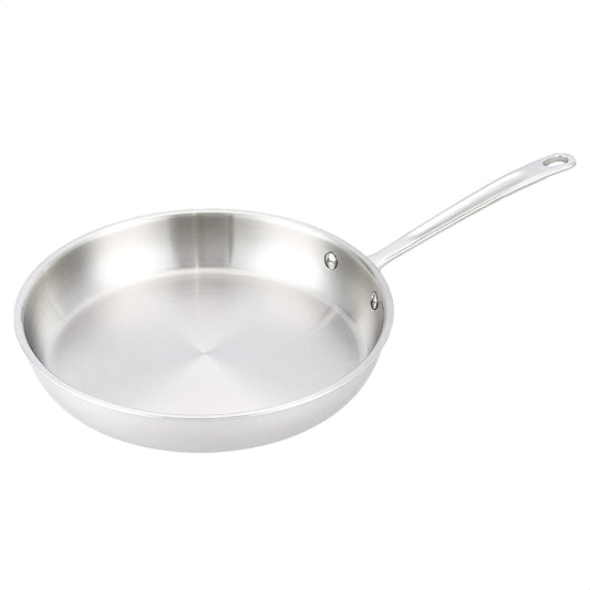 Amazon Basics nerūsējošā tērauda panna - 3 slāņi, 30 cm, karstumizturīgs rokturis, sudraba krāsā