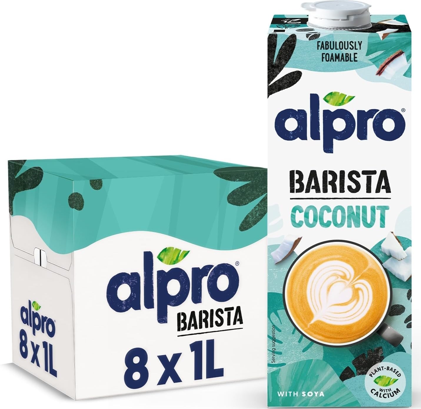 Alpro Barista kokosa dzēriens ar soju 8x1L – olbaltumvielu avots, vegānisks, ar zemu tauku saturu