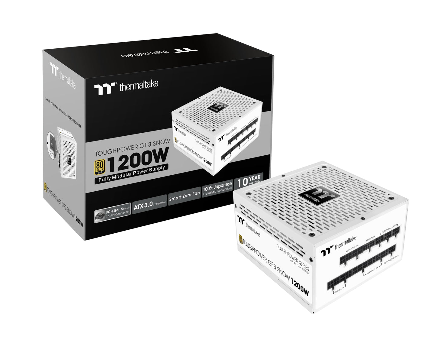 Toughpower GF3 1200W - PCIe Gen 5.0, 80-Plus Gold, fully modular, quiet 140mm fan, EU certified, Snow Edition