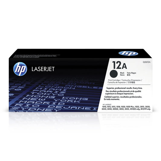 HP 12A (Q2612A) toner - Original black cartridge for HP Laserjet 1010, 1020, 1022, 3015, 3050, 3055 printers.