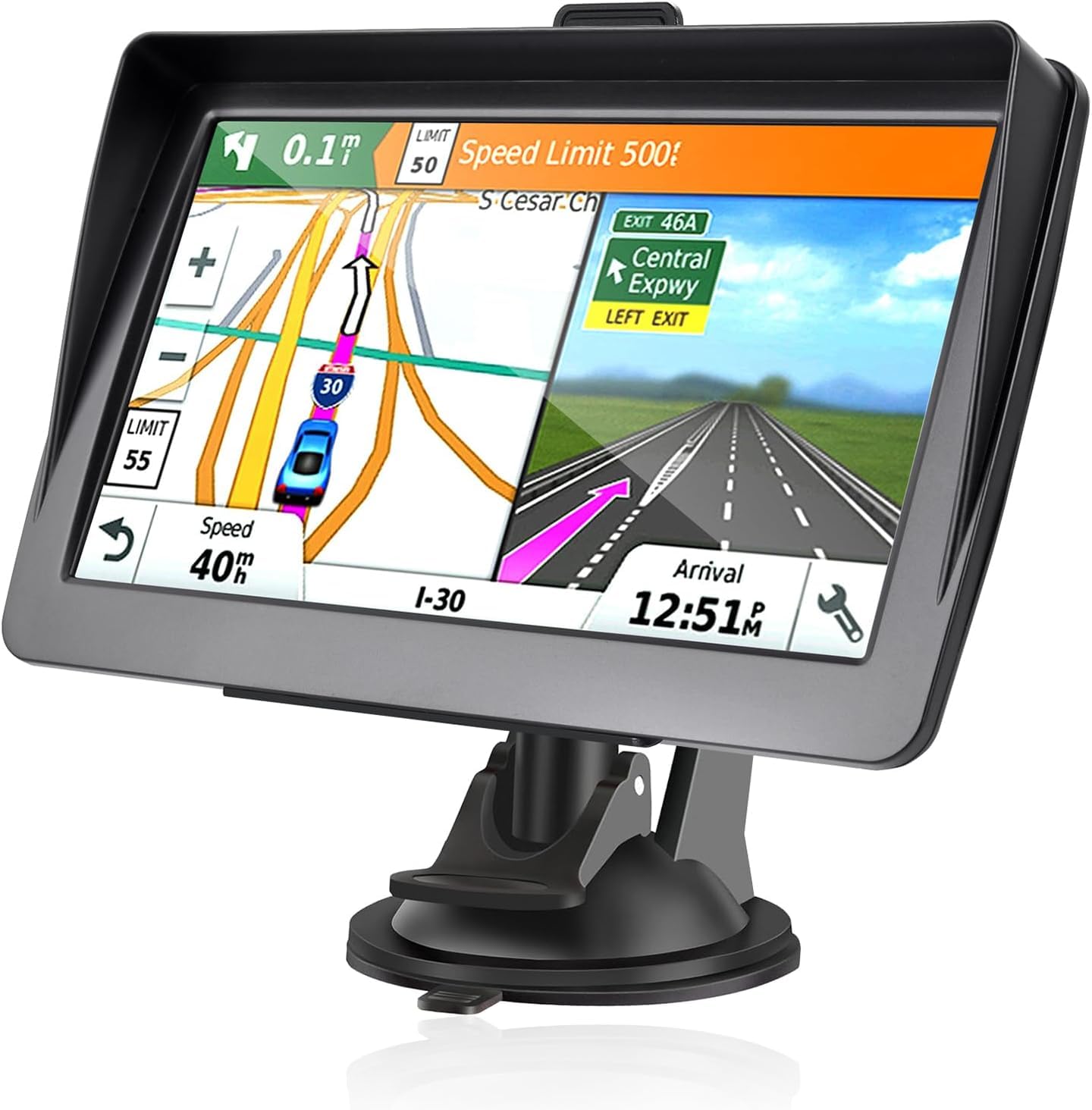GPS navigators automašīnai, kravas auto un kemperim 7 collu 2025 ar Eiropas karti, balss norādēm, POI un ātruma brīdinājumu, mūža bezmaksas karšu atjauninājumi