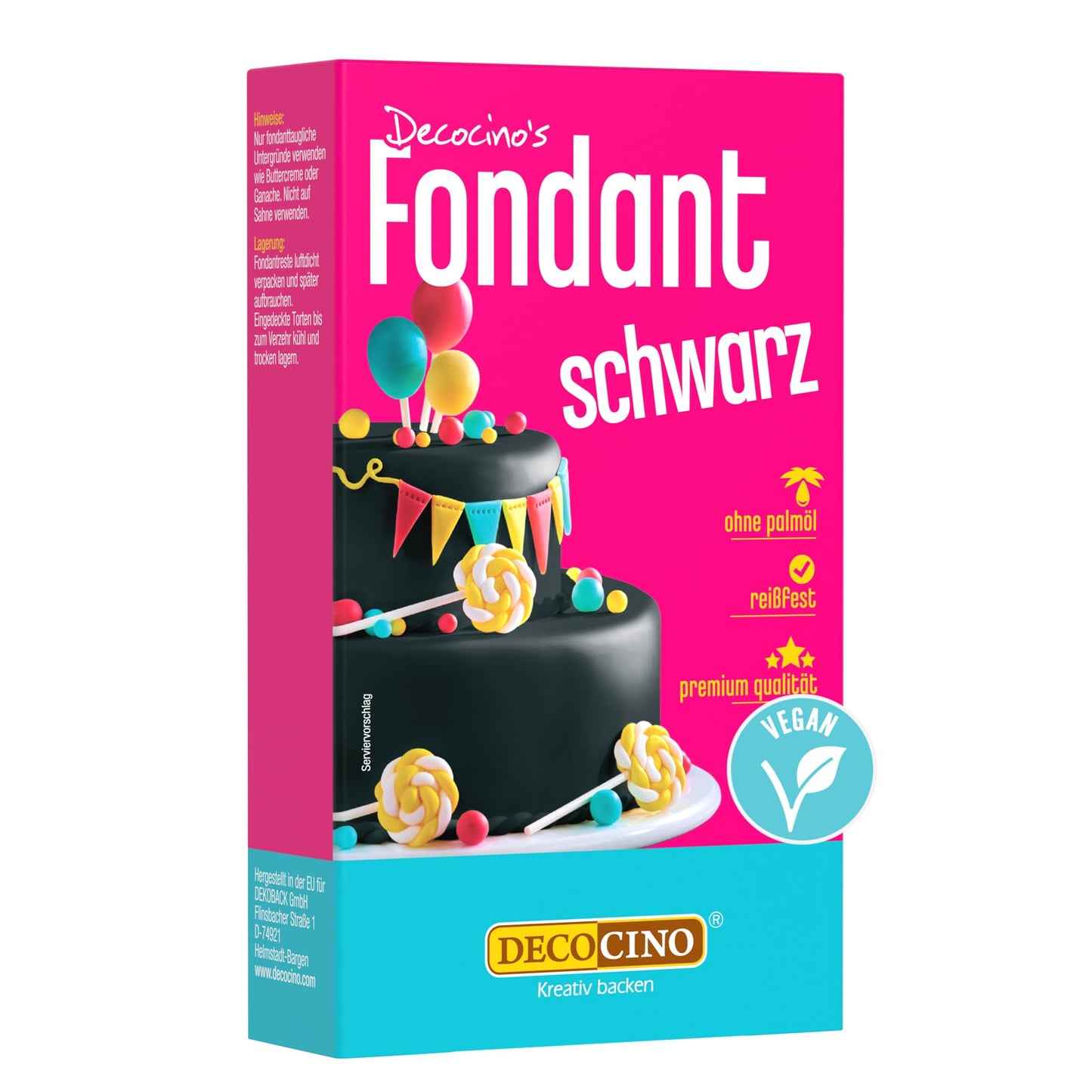 Melna fondanta cukura masa DECOCINO | 250 g kūku dekorēšanai