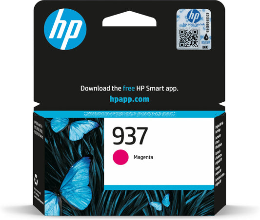 HP 937 Magenta Original Ink Cartridge - Compatible with OfficeJet Pro 9720e, 9730e, and 91xx All-in-One Printers