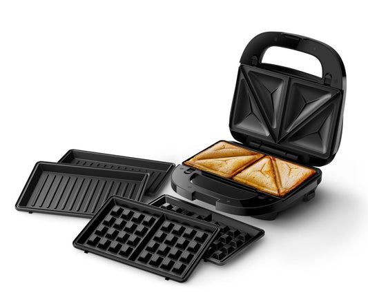 Philips sviestmaizes gatavotājs 5000 sērija, 750 W, panini, vafeles, sviestmaizes plāksnes, melns/sudrabs (HD2350/80)