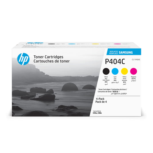 HP CLT-P404C Toner Set - Original black, cyan, magenta, yellow for SL-C430, C430W, C432, C433, C480 series printers.