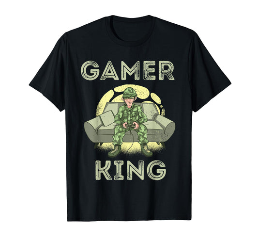 10. Gamer King Zocker Soldat Spēļu Karalis Konsoles Videospēles T-krekls