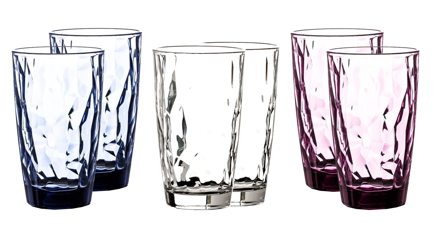 Krāsainas stikla glāzes BORMIOLI ROCCO Diamond komplekts 6 daļas 470 ml